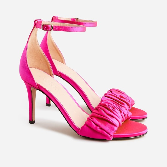 J.Crew Collection Rylie ruched-strap heels in satin Pink BV709 size 7.5 - Picture 1 of 9